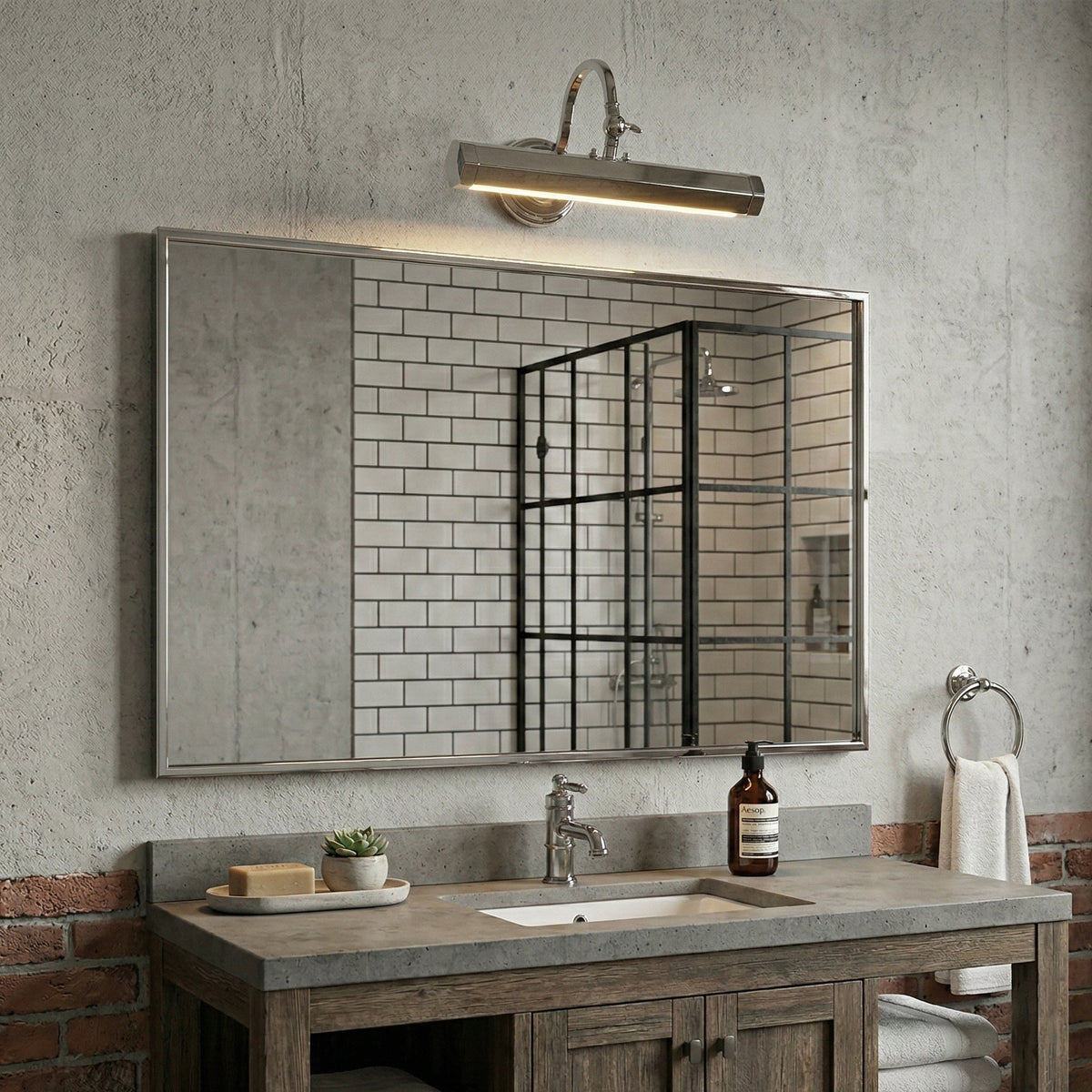 Verstelbare schilderijlamp van ijzer — G9, chroom, zwart of koper