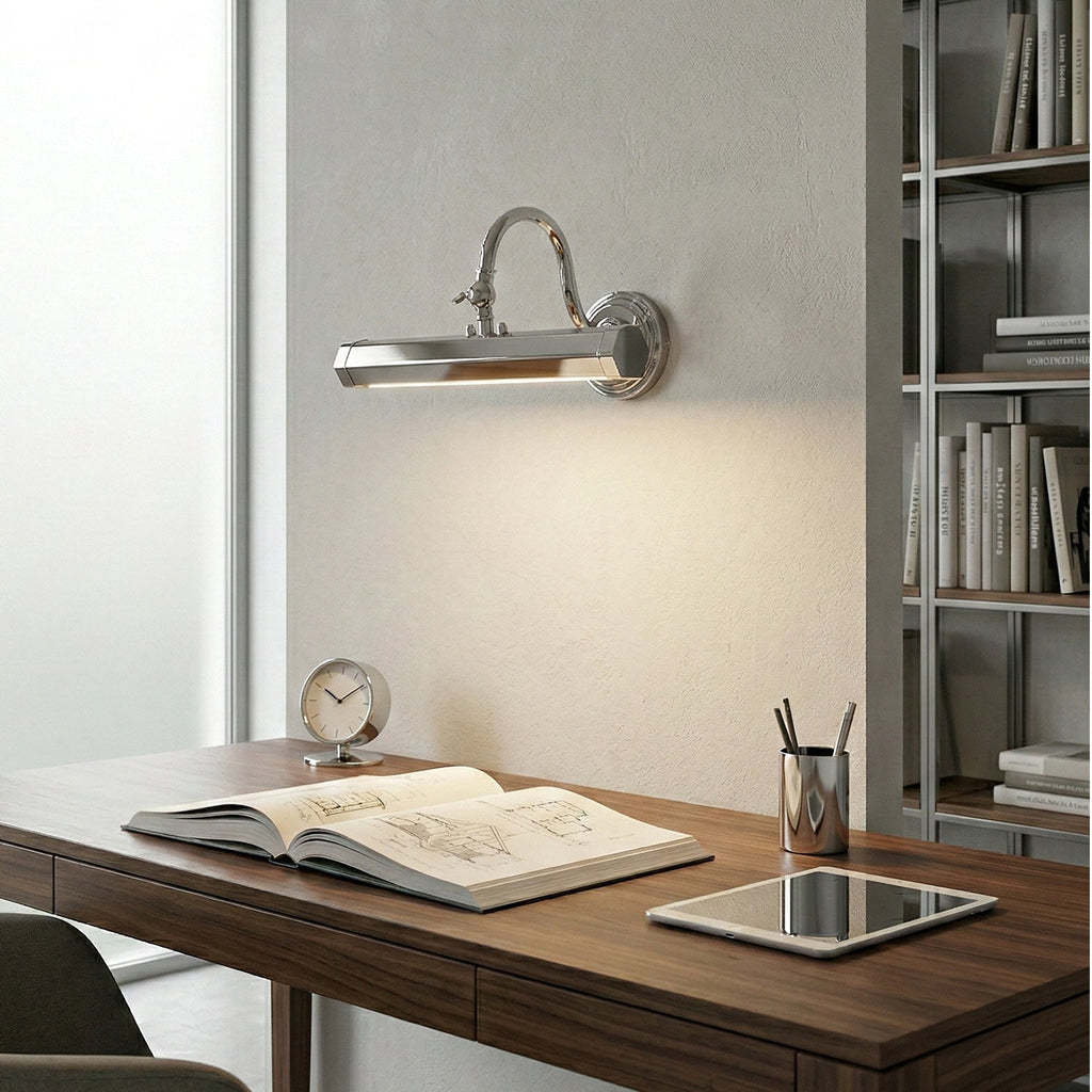 Verstelbare schilderijlamp van ijzer — G9, chroom, zwart of koper