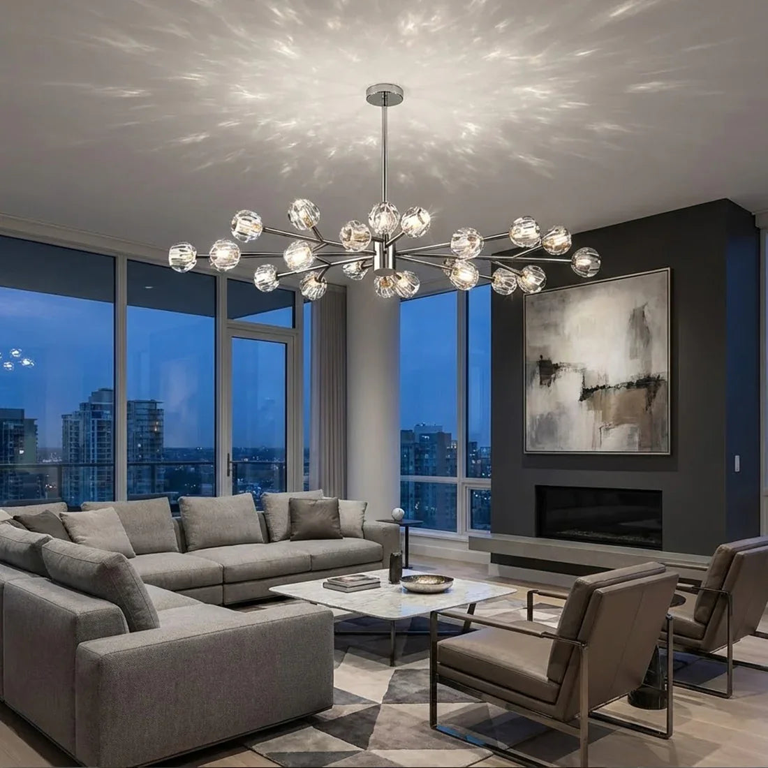 Hand-Cut Crystal Orb Branching Chandelier | wildoxy
