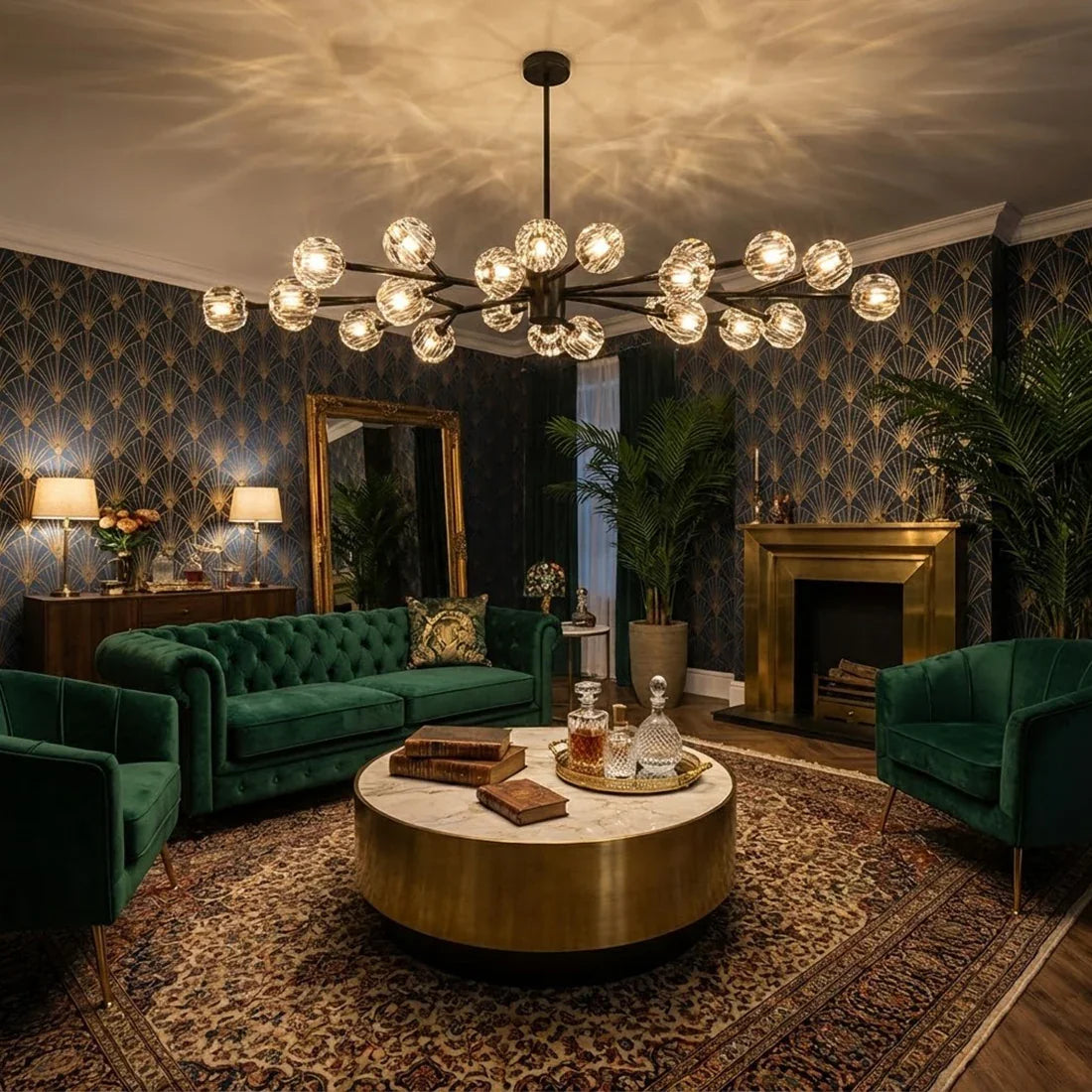 Hand-Cut Crystal Orb Branching Chandelier | wildoxy