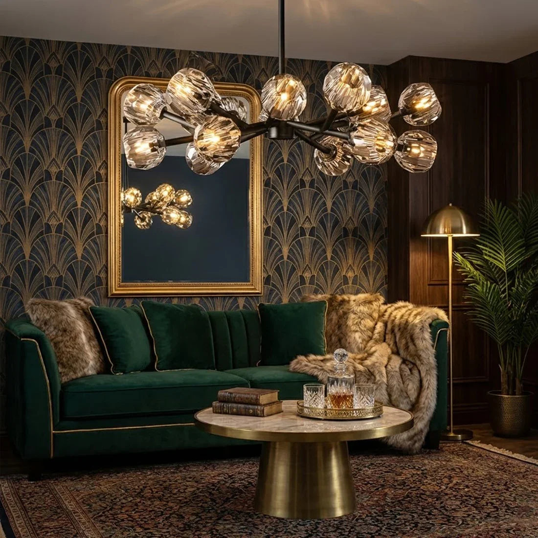 Hand-Cut Crystal Orb Branching Chandelier | wildoxy