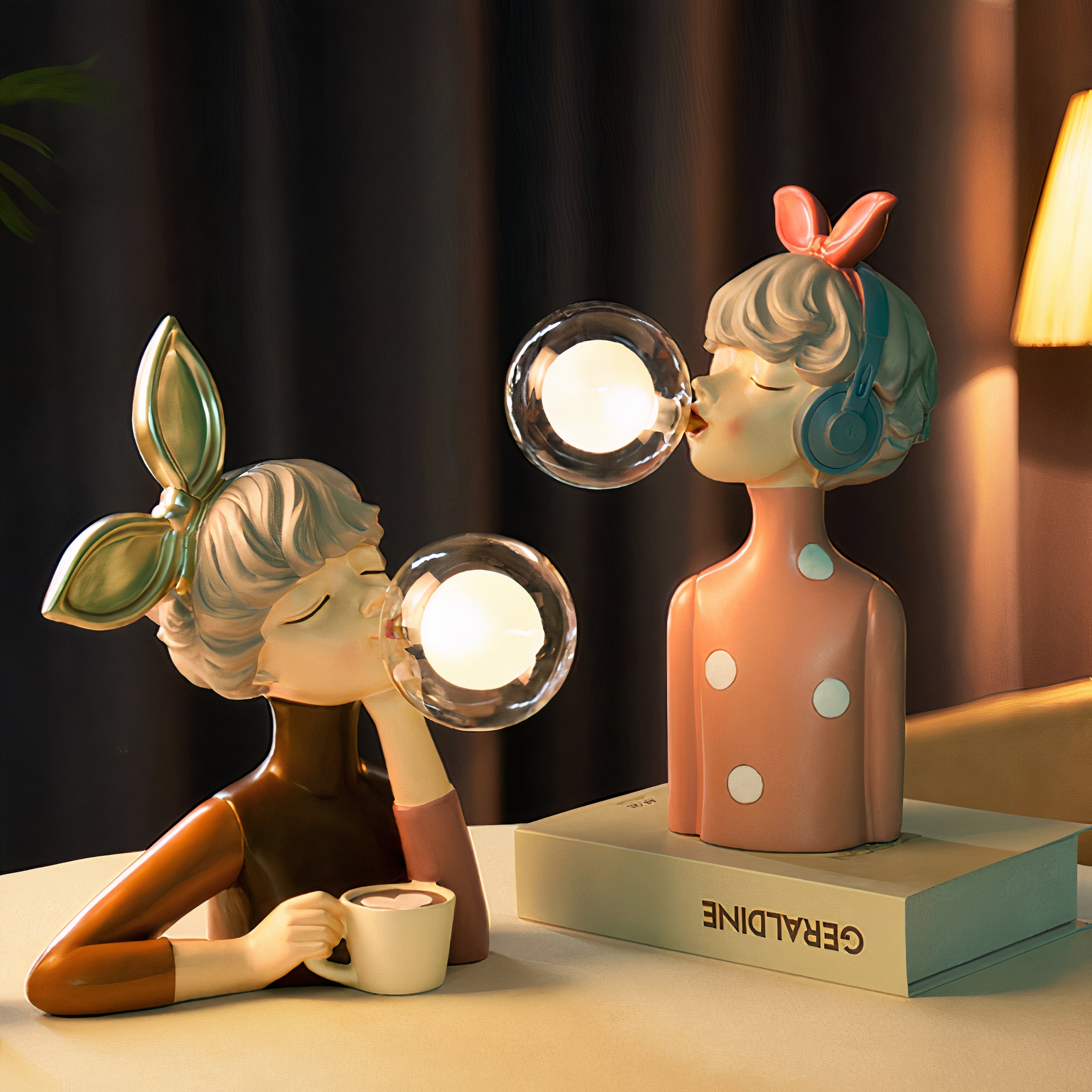 Handmade Resin Table Lamp — Warm Elegant Lighting and Sculpted Base