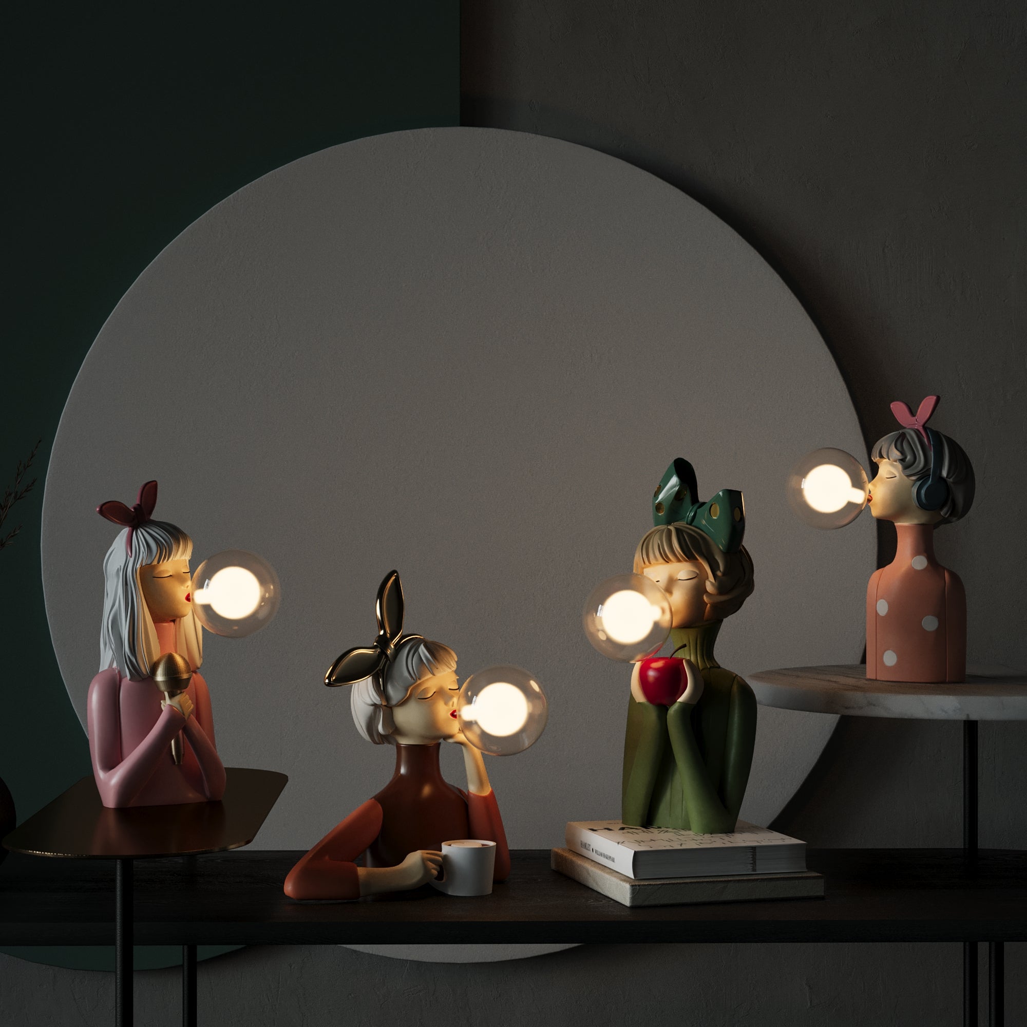 Handmade Resin Table Lamp — Warm Elegant Lighting and Sculpted Base