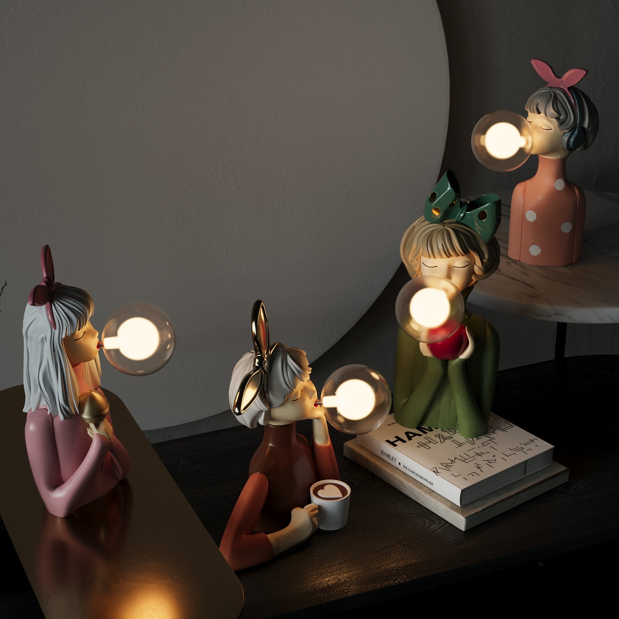 Handmade Resin Table Lamp — Warm Elegant Lighting and Sculpted Base