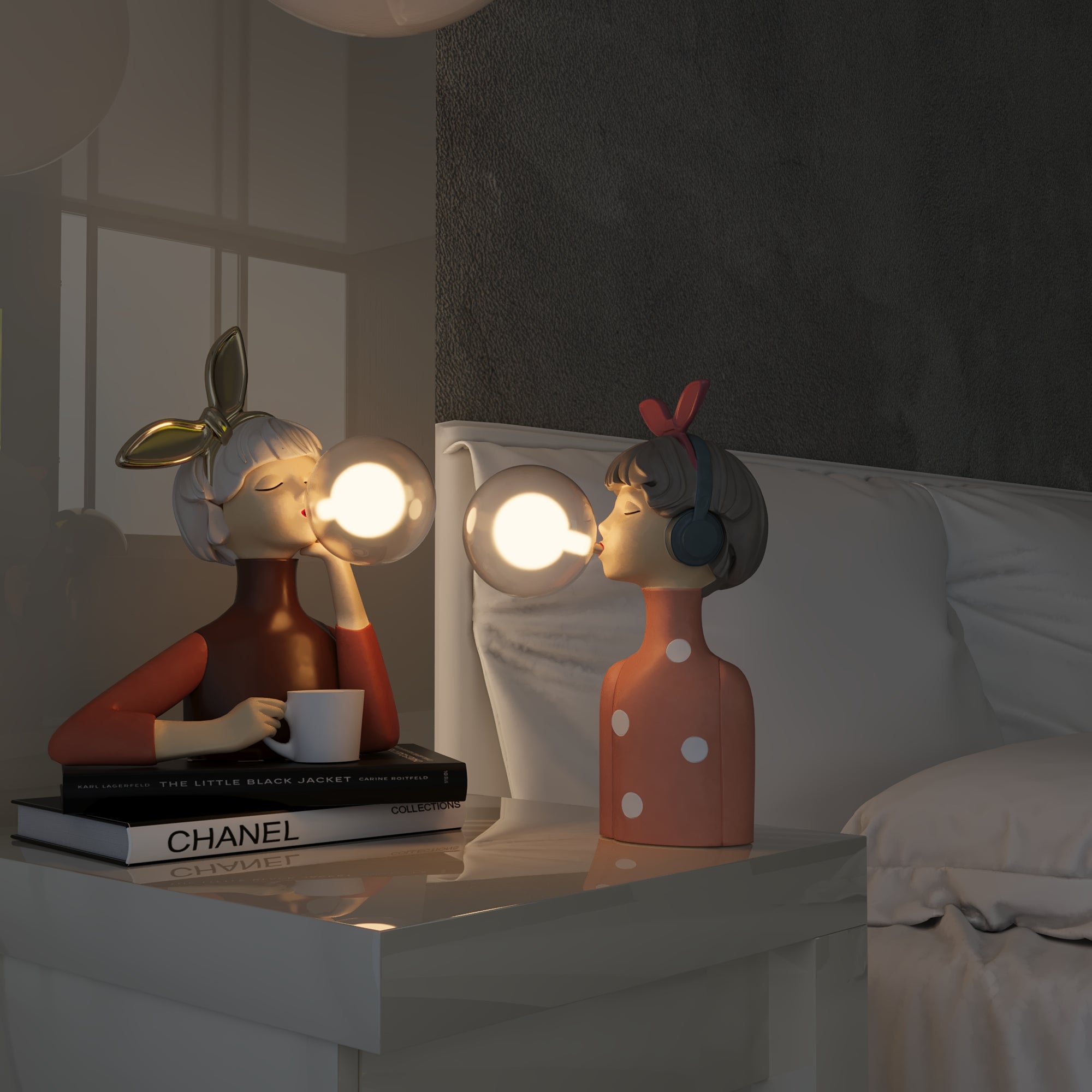 Handmade Resin Table Lamp — Warm Elegant Lighting and Sculpted Base