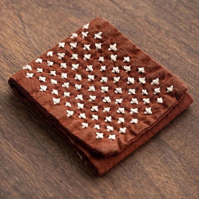 SereneWeave Handcrafted Cotton Linen Matchari Tea Cloth — 27 × 8 cm