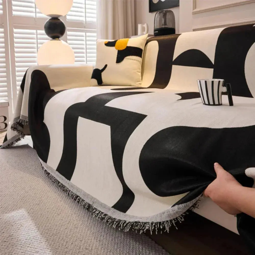 Weiche Chenille-Kuscheldecke im Karomuster – Leichte karierte Decke