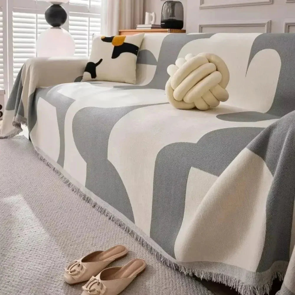 Weiche Chenille-Kuscheldecke im Karomuster – Leichte karierte Decke