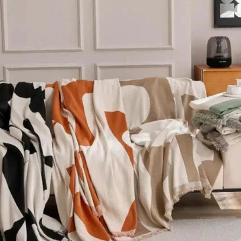 Weiche Chenille-Kuscheldecke im Karomuster – Leichte karierte Decke
