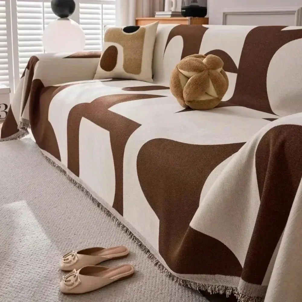 Weiche Chenille-Kuscheldecke im Karomuster – Leichte karierte Decke