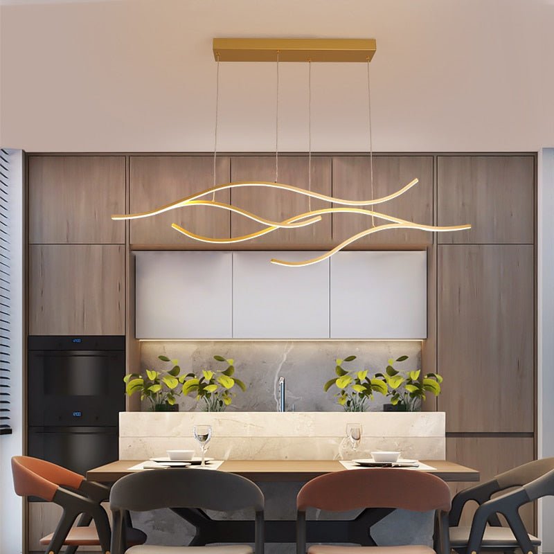 Contemporary LED Abstract Chandelier — Wave-Inspired Sculptural Ceiling Light