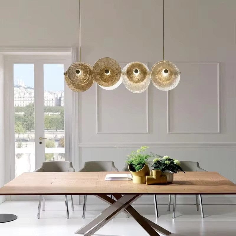 Luxe Round Gold Glass Chandelier — Integrated LED Lighting