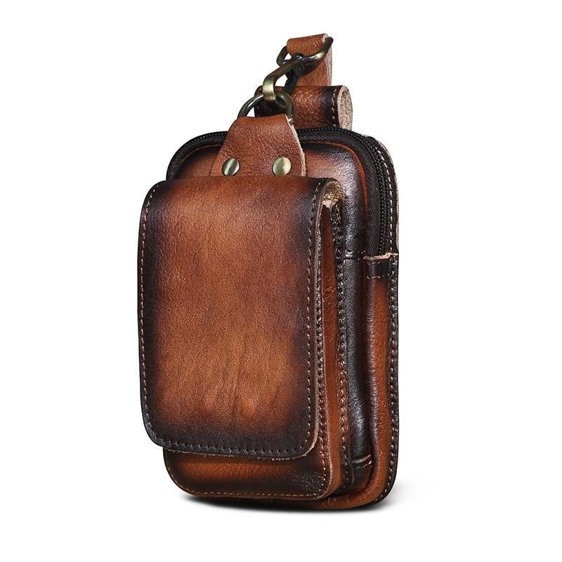 Leather Hip Bag — Phone Pocket, Adjustable Strap