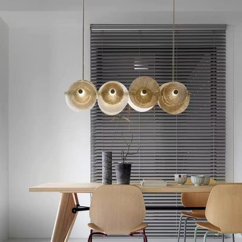 Luxe Round Gold Glass Chandelier — Integrated LED Lighting