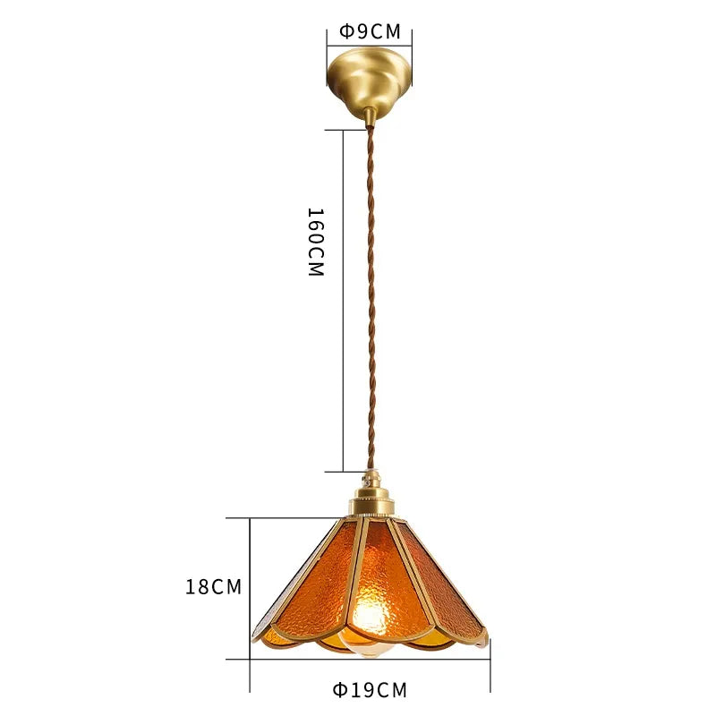 Kirei Vintage Japanese-Inspired Pendant Lamps — Copper and Stained Glass Shade