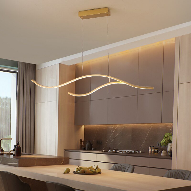 Contemporary LED Abstract Chandelier — Wave-Inspired Sculptural Ceiling Light