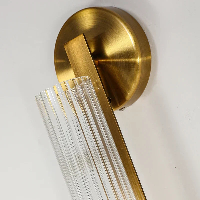 Aurelo Wall Lamp – Edison Ribbed Glass Cylinders, Copper Finish Base