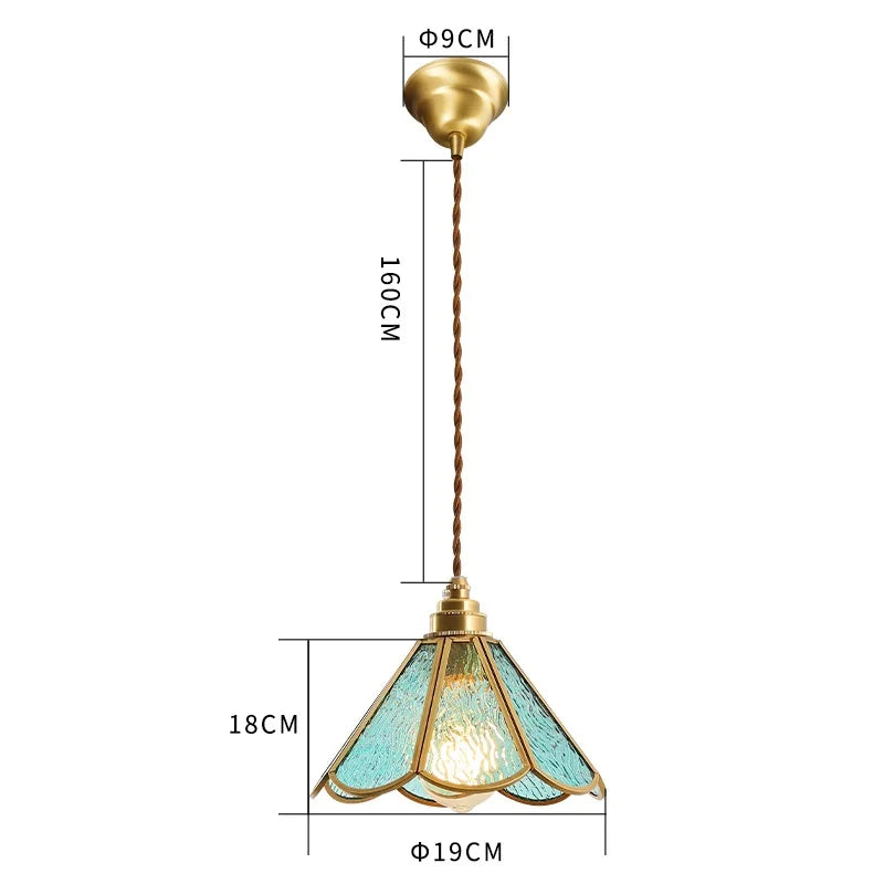 Kirei Vintage Japanese-Inspired Pendant Lamps — Copper and Stained Glass Shade