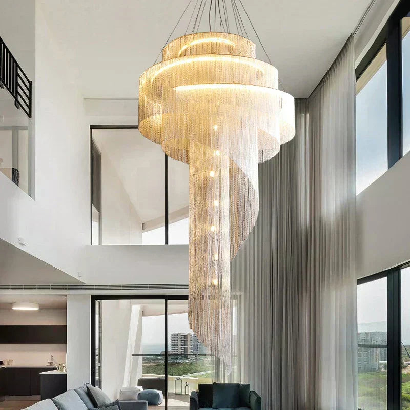 AstraLuxe Crystal Tassel Spiral — Ceiling Chandelier