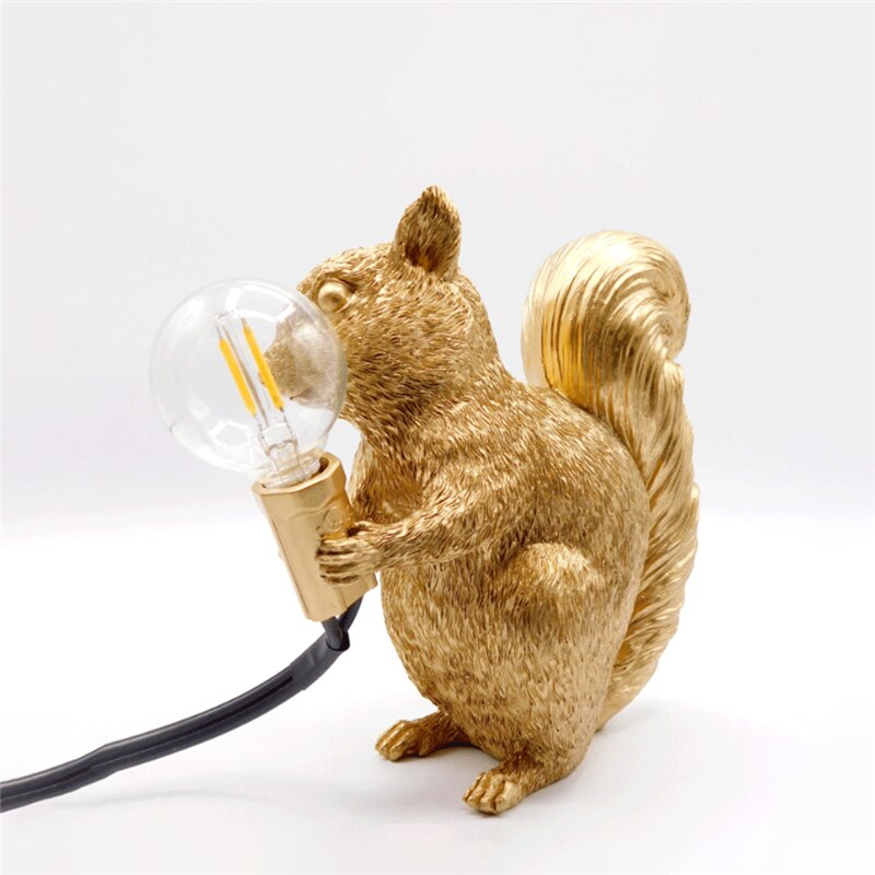 SylvanGlow Squirrel Table Lamp — Nordic-Inspired Design, Warm LED Glow