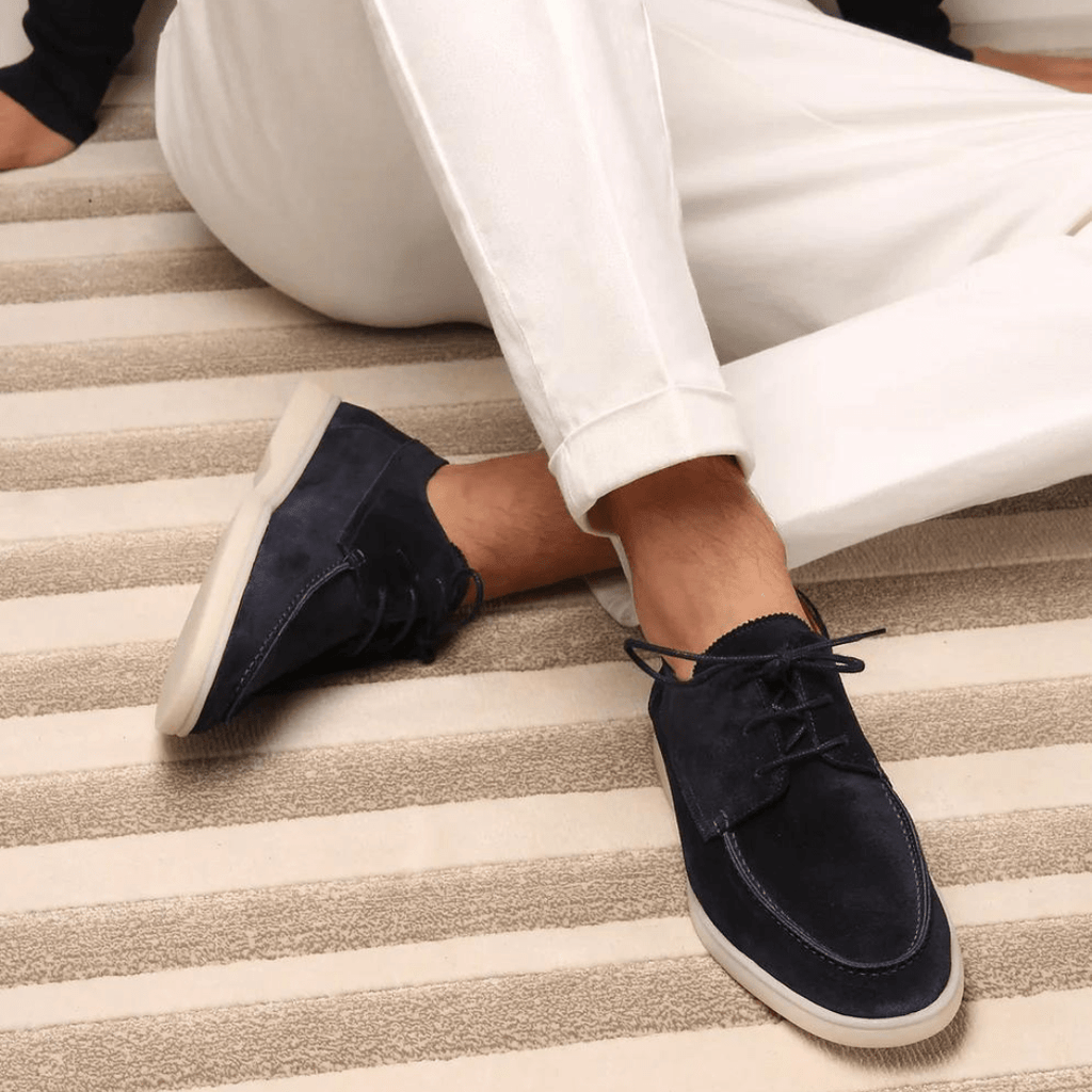 Men's Suede Leather Lace-Up Loafers — Polished Silhouette, Soft Upper