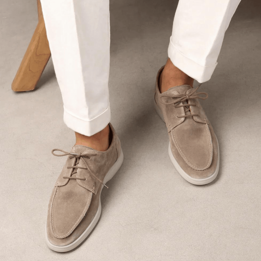 Men's Suede Leather Lace-Up Loafers — Polished Silhouette, Soft Upper