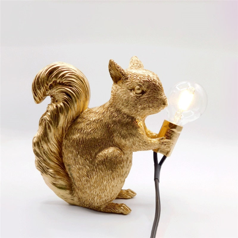 SylvanGlow Squirrel Table Lamp — Nordic-Inspired Design, Warm LED Glow