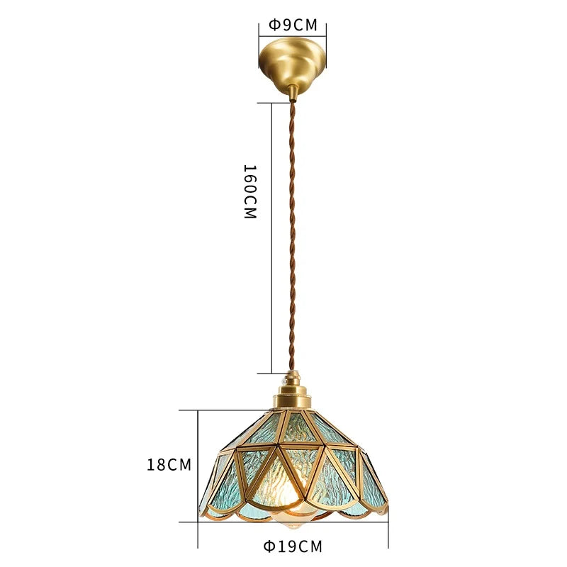 Kirei Vintage Japanese-Inspired Pendant Lamps — Copper and Stained Glass Shade