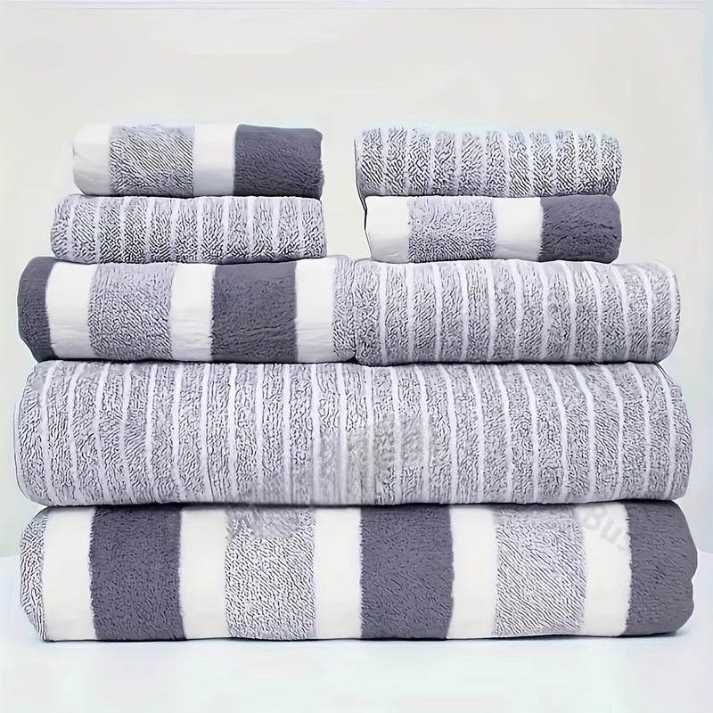 8-teiliges Badetuch-Set aus Korallenvlies — Weich, schnelltrocknend