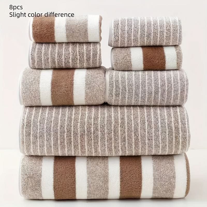 Spa Lovers Eight-Piece Coral Bath Towel Set — Ultra-Soft, Absorbent