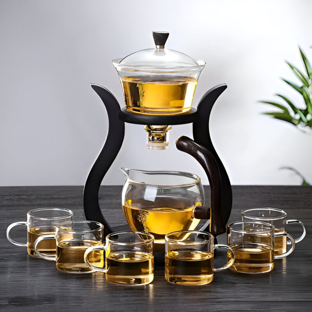 Ceainic din sticlă de 600ml — filtru magnetic pentru ceai cu scurgere