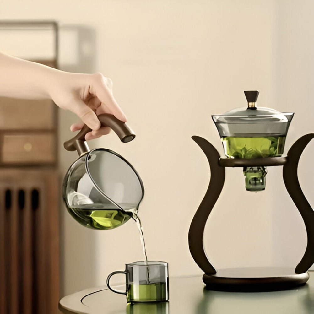 Ceainic din sticlă de 600ml — filtru magnetic pentru ceai cu scurgere