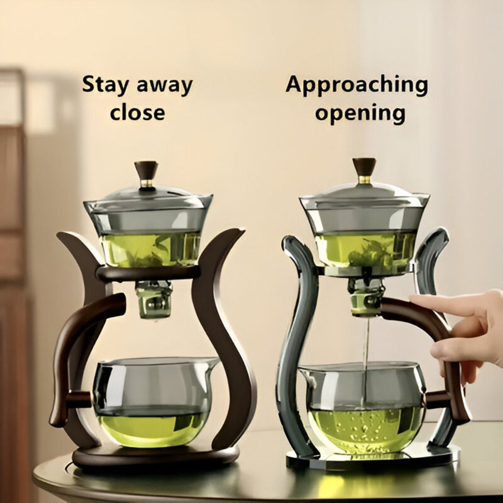 Ceainic din sticlă de 600ml — filtru magnetic pentru ceai cu scurgere