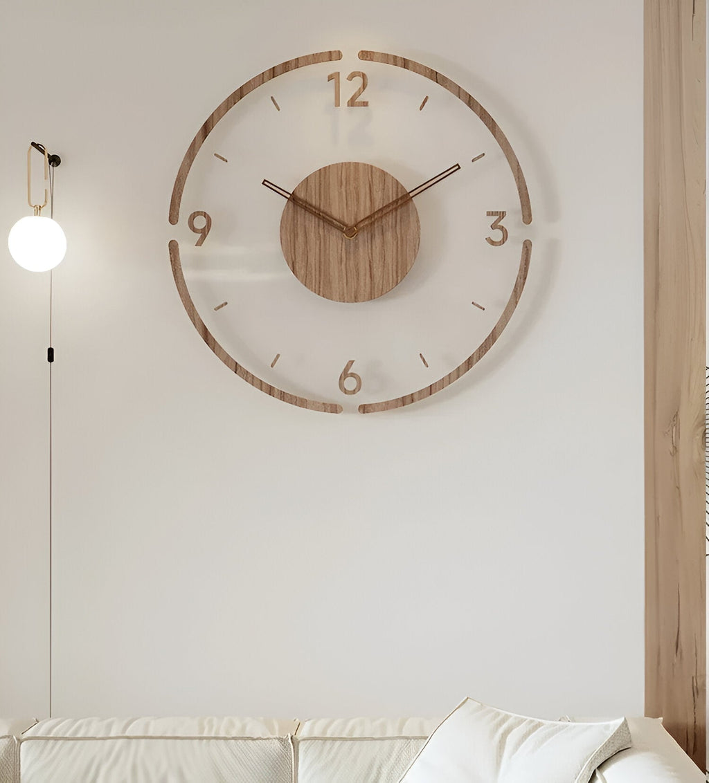 30-35cm houten en acryl wandklok - stil uurwerk