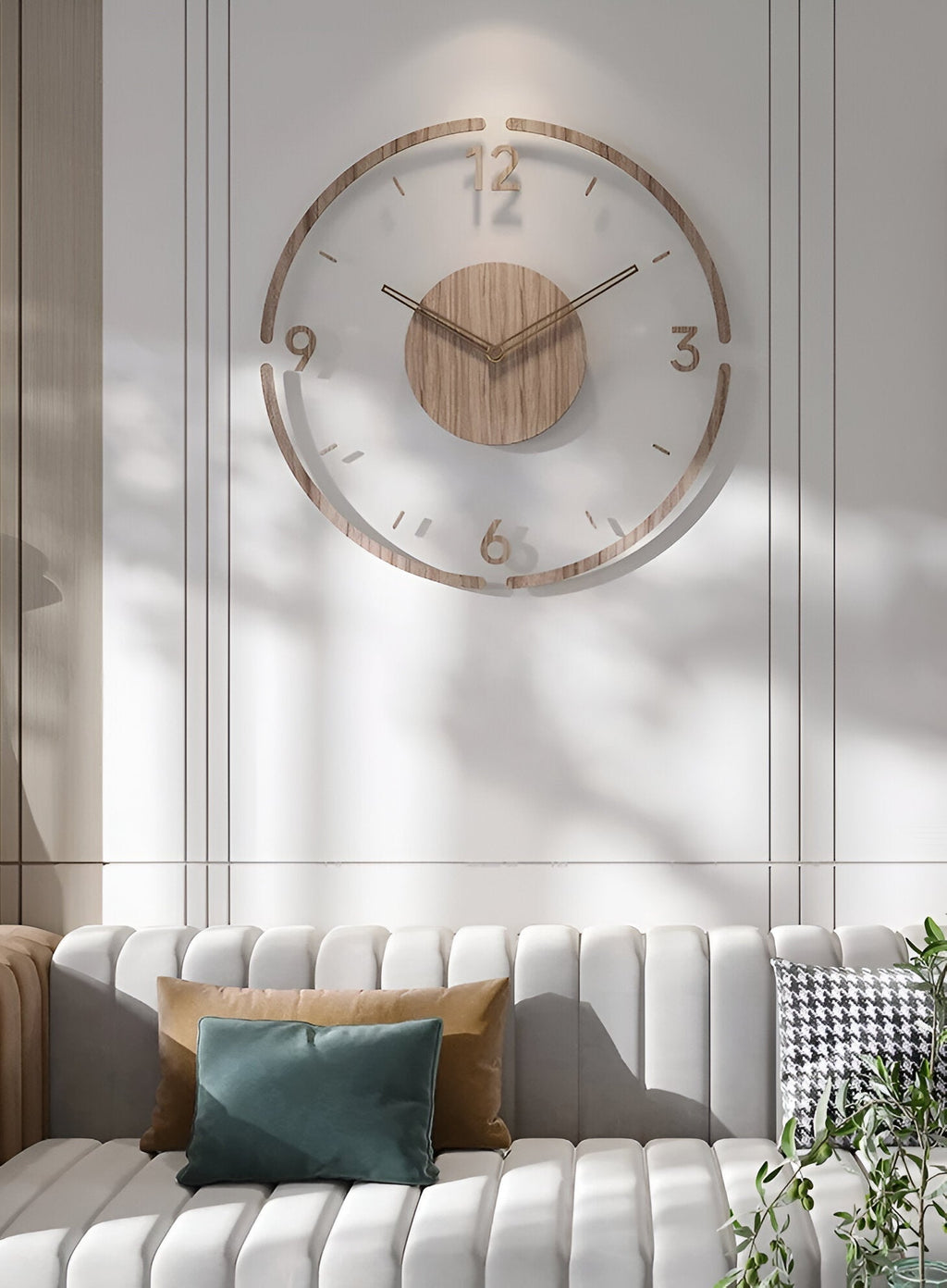 30-35cm houten en acryl wandklok - stil uurwerk