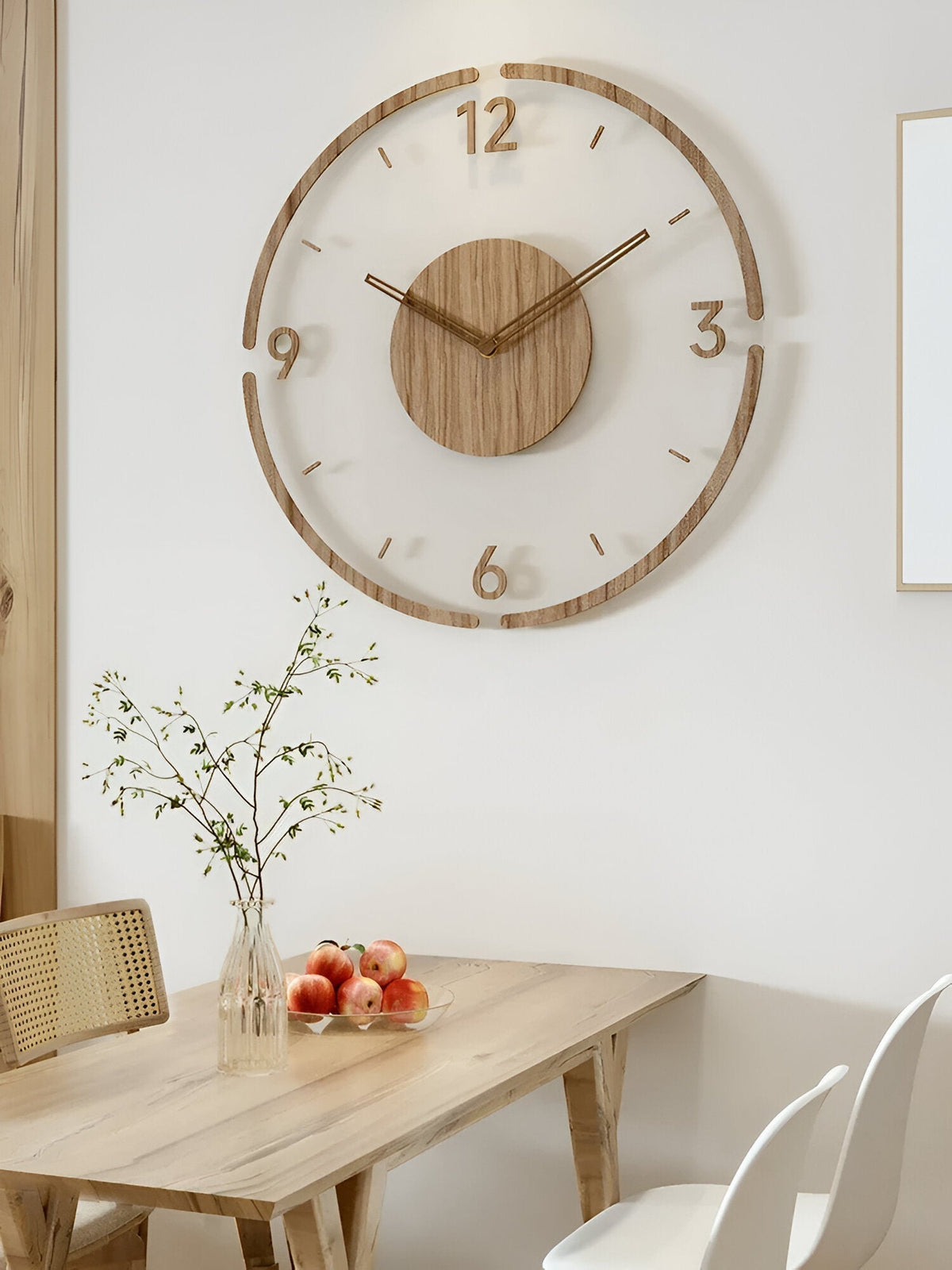 30-35cm houten en acryl wandklok - stil uurwerk