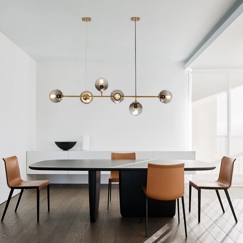 Astraeon Aluminum Glass Chandelier — Glass Ball Centerpiece In Gold Or Black Finish