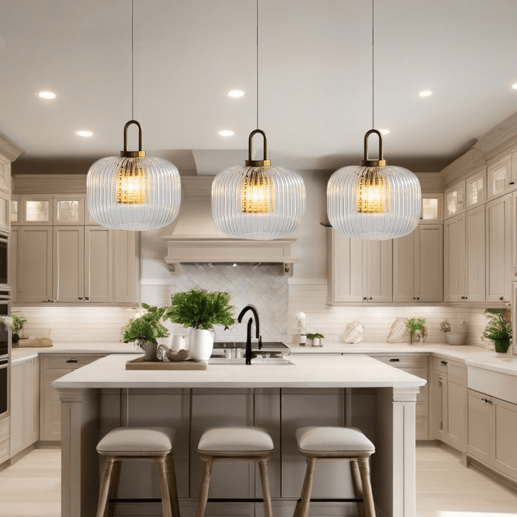 Solmere Nordic Glass Pendant Lamp — Fluted Stripe Glass, Integrated LED Lighting