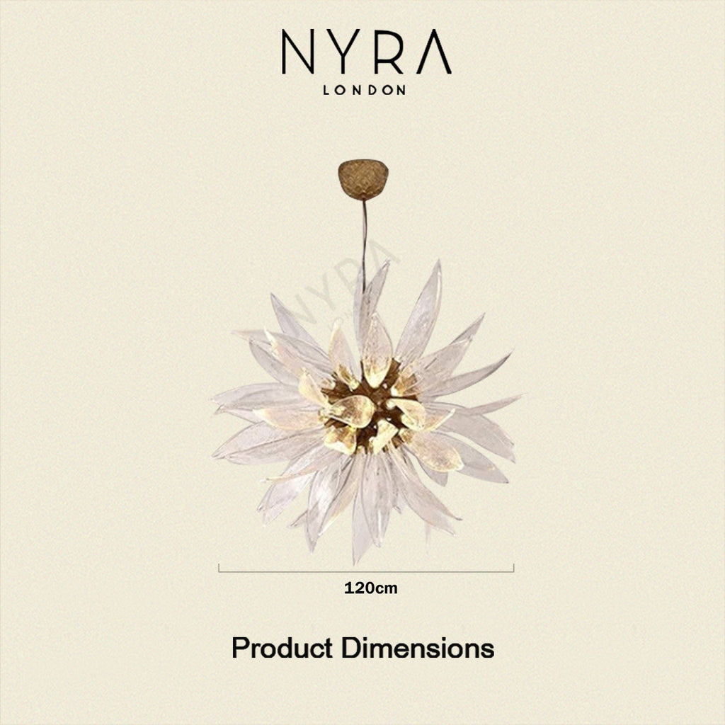 Liora Bloom Sunflower Glass Chandelier — Copper Frame, Integrated LED Lighting