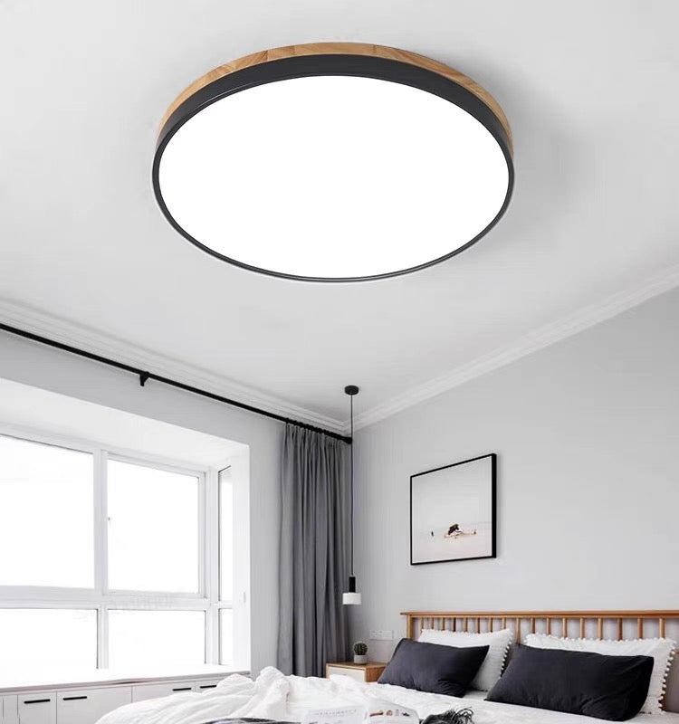 Holz-LED-Deckenleuchte aus Acryl, dimmbares warmes Licht 30-60cm