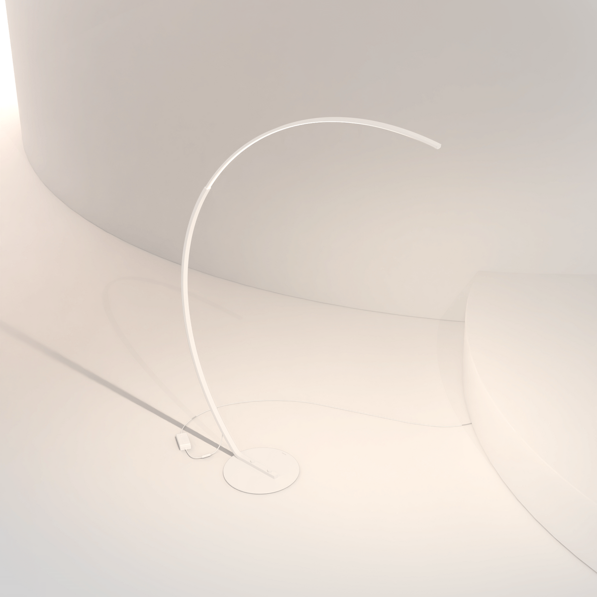 Gulvlampe med bue, 170cm — dæmpbar LED, sort og hvid