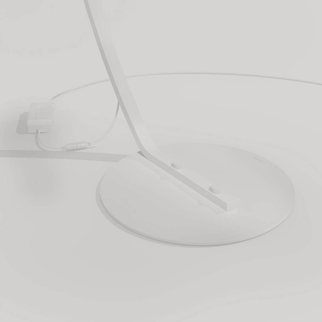 Gulvlampe med bue, 170cm — dæmpbar LED, sort og hvid