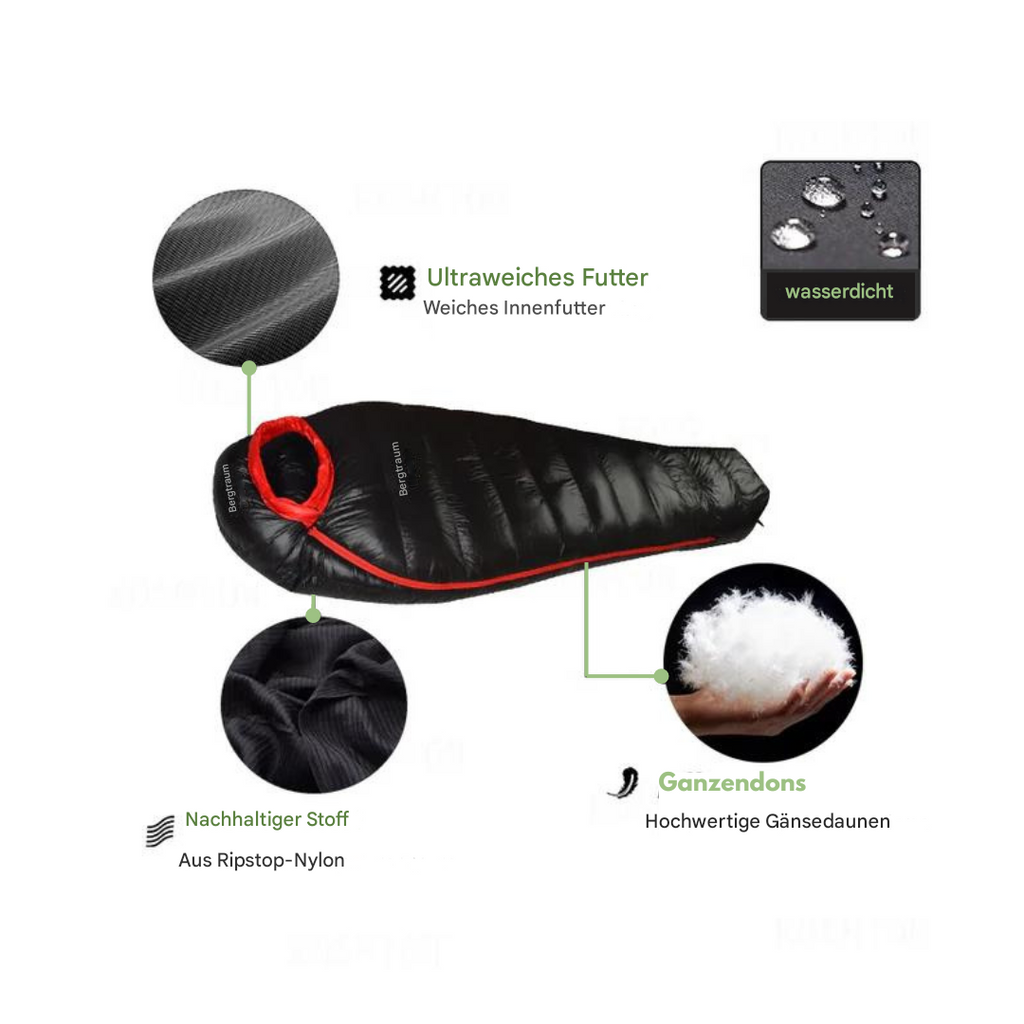 Dons-slaapzak voor de winter, 400-1200g, waterdicht & compact