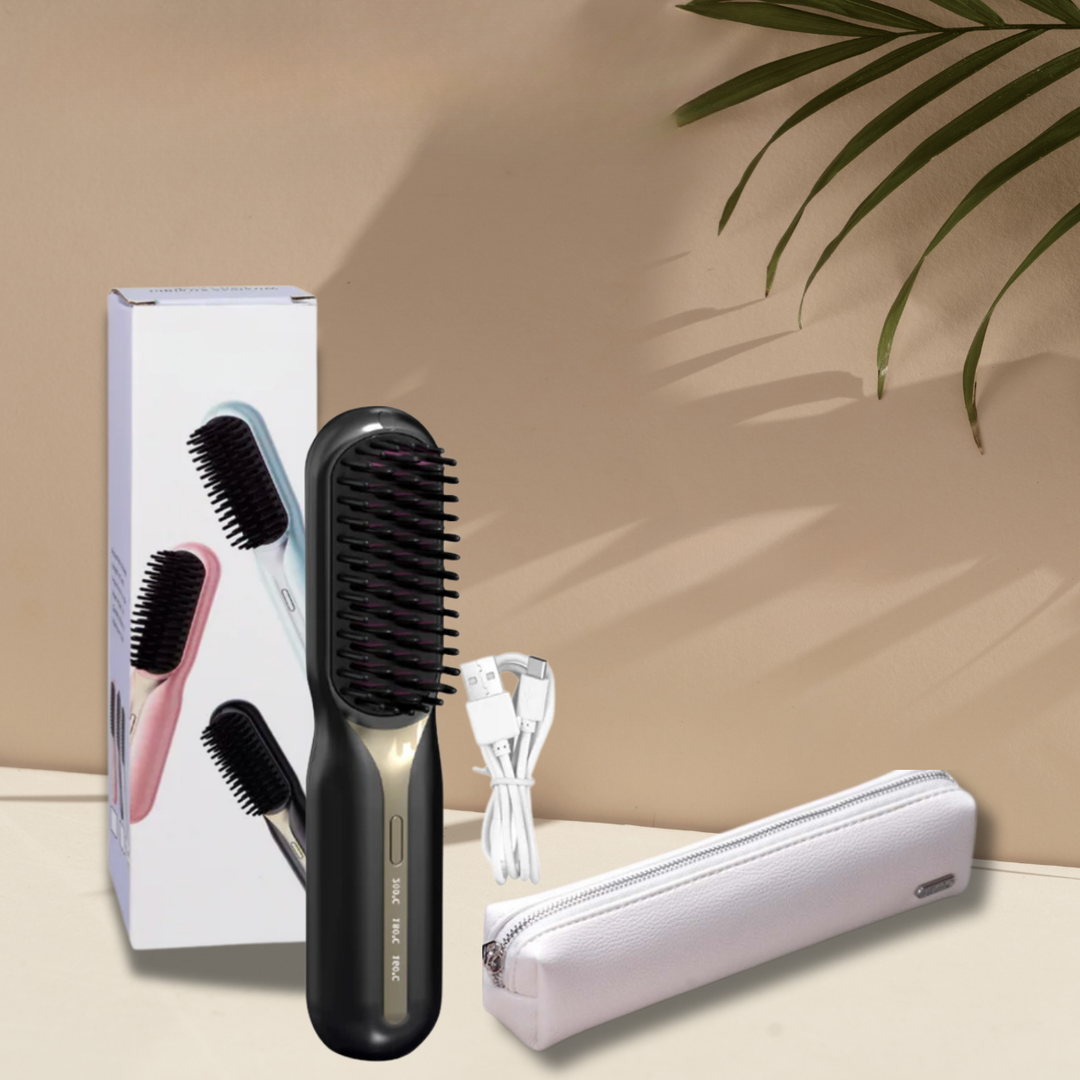 Wireless Ceramic Brush — Rechargeable Straightening & Curling