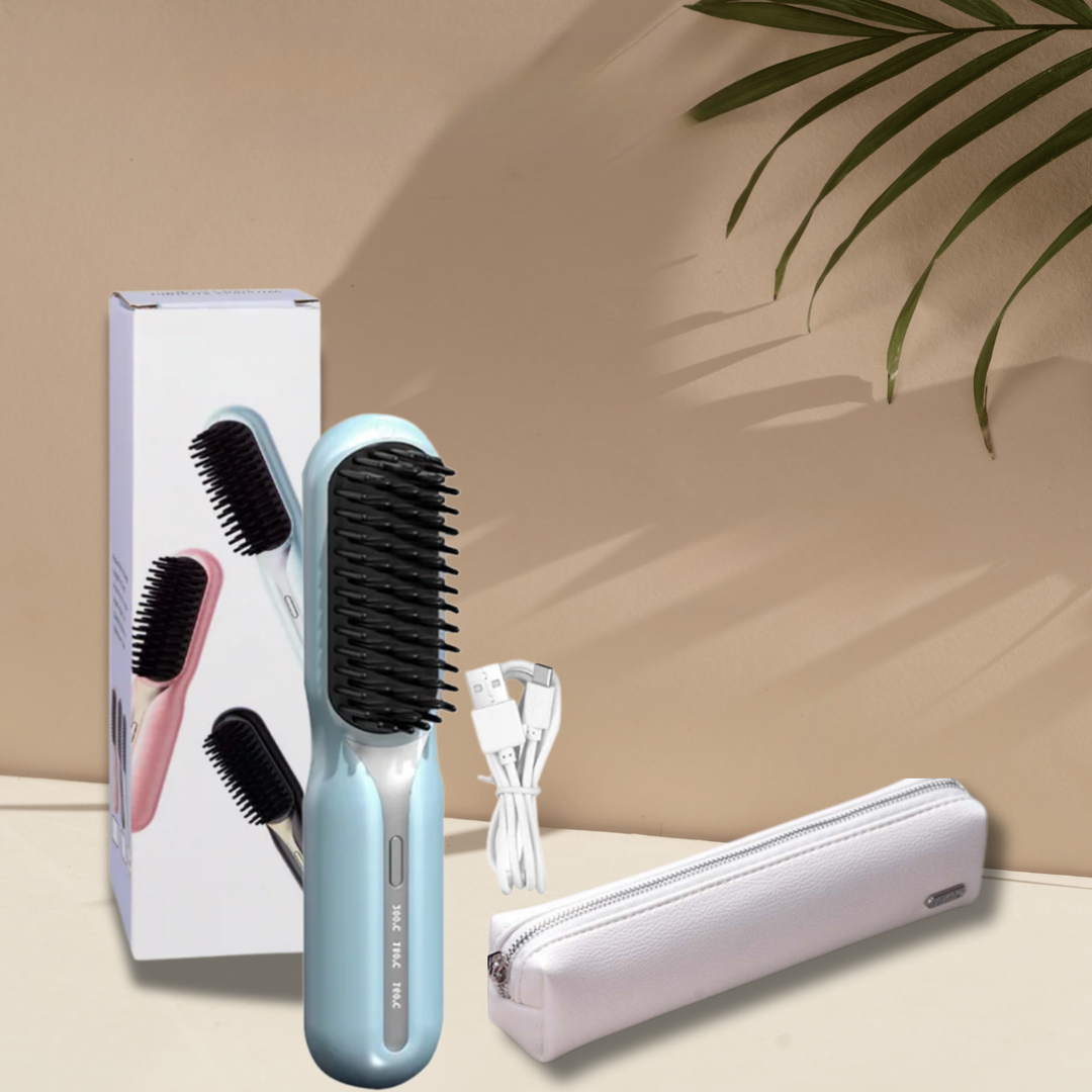Wireless Ceramic Brush — Rechargeable Straightening & Curling