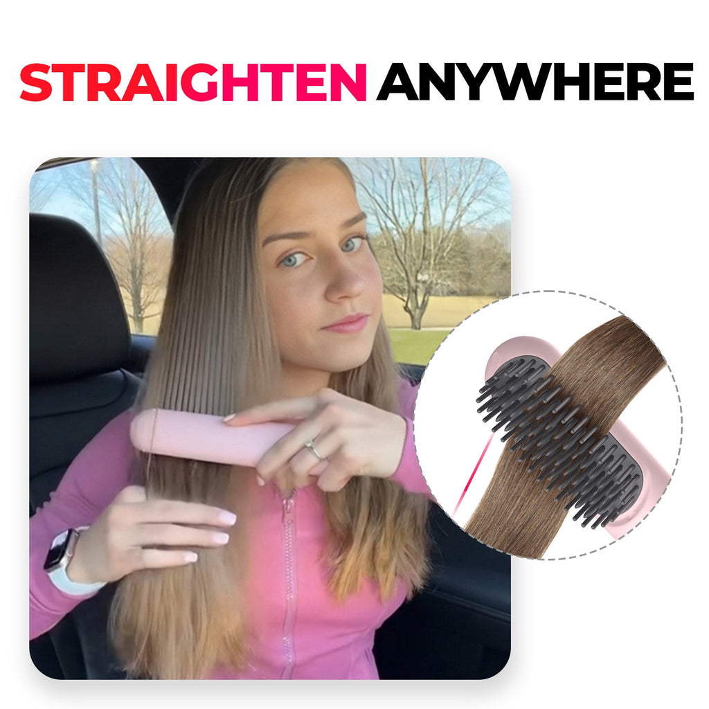 Wireless Ceramic Brush — Rechargeable Straightening & Curling