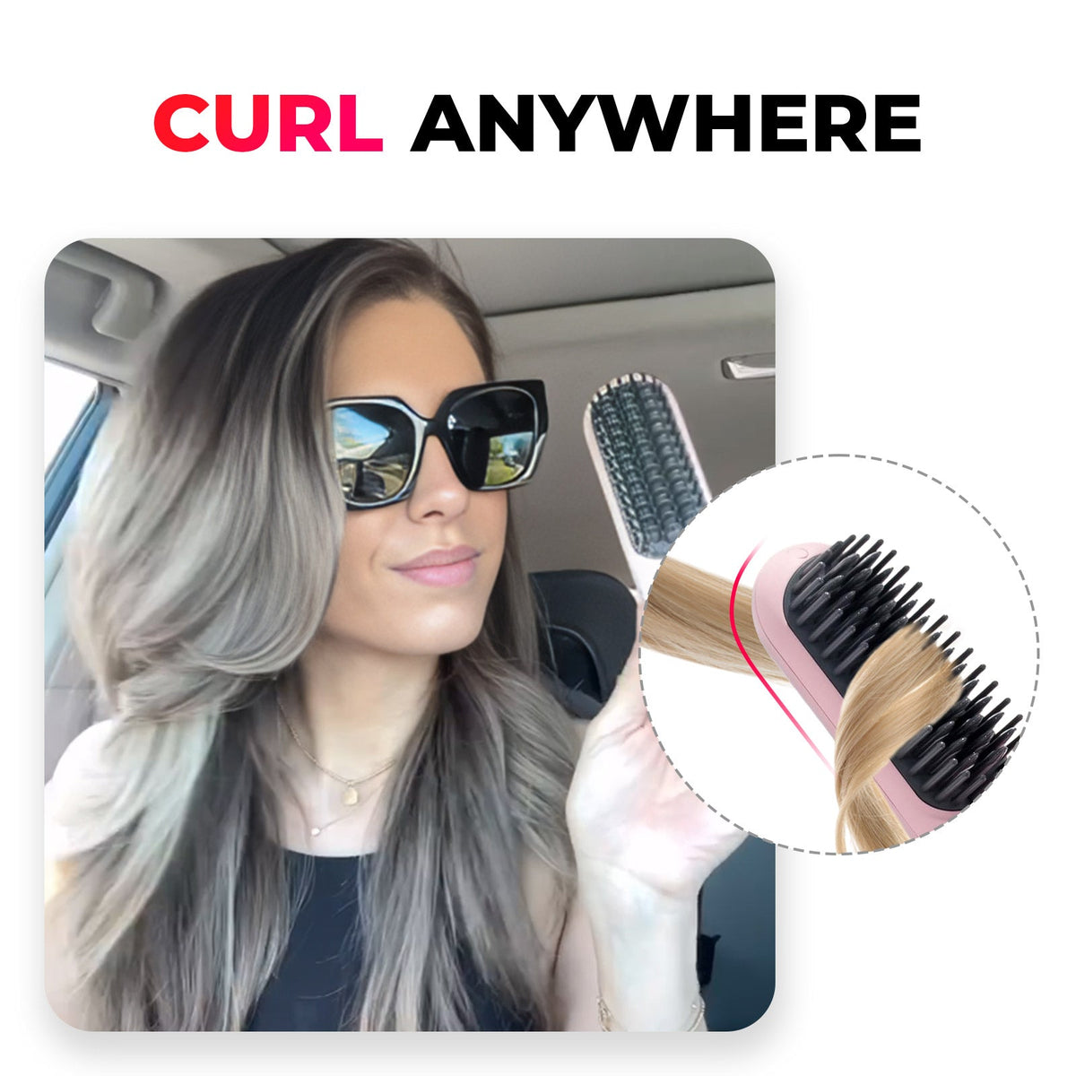 Wireless Ceramic Brush — Rechargeable Straightening & Curling