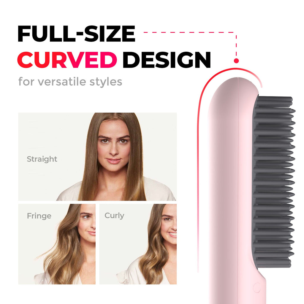 Wireless Ceramic Brush — Rechargeable Straightening & Curling