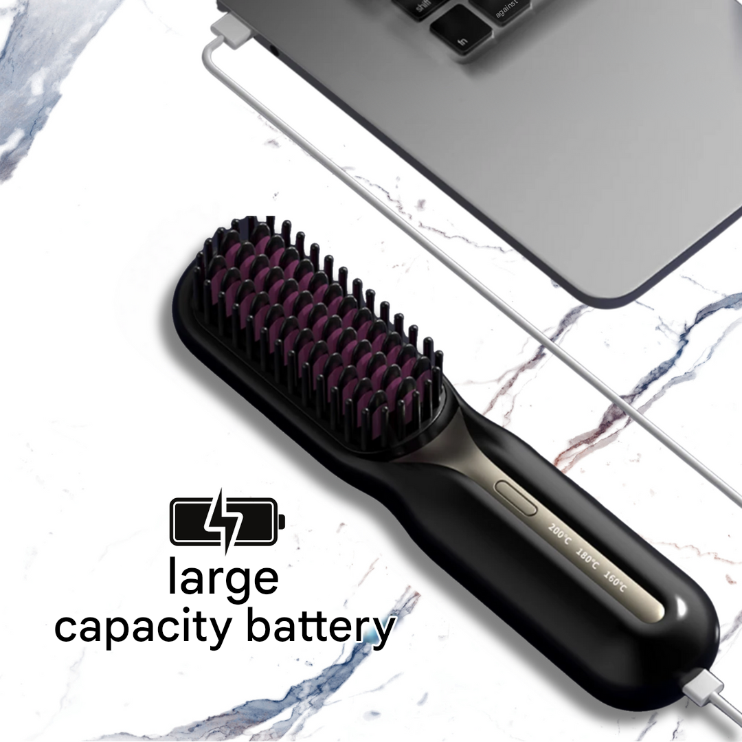 Wireless Ceramic Brush — Rechargeable Straightening & Curling