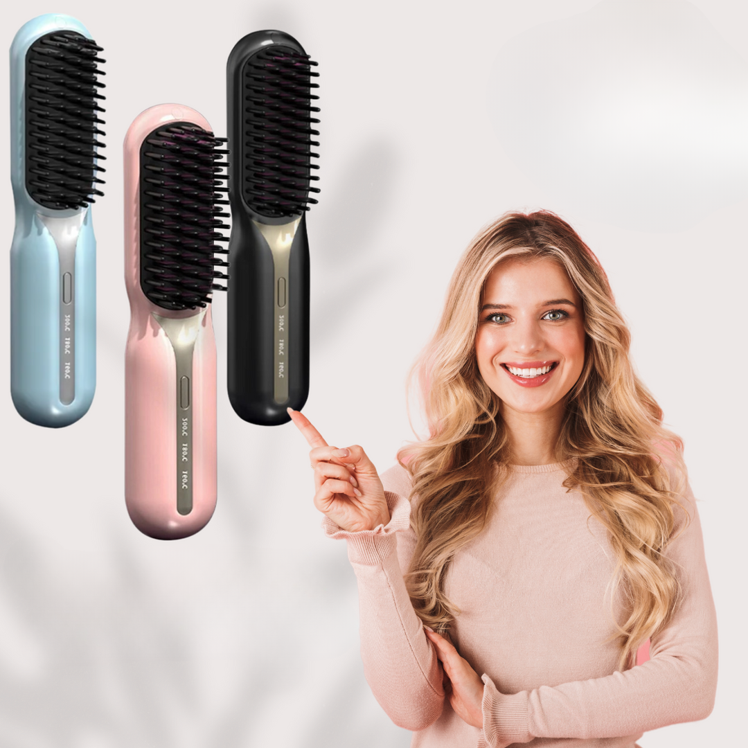 Wireless Ceramic Brush — Rechargeable Straightening & Curling